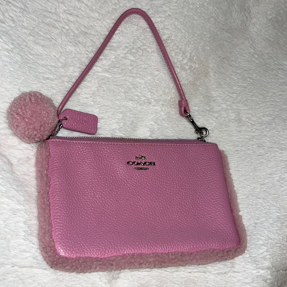 Coach Pink Leather Wristlet